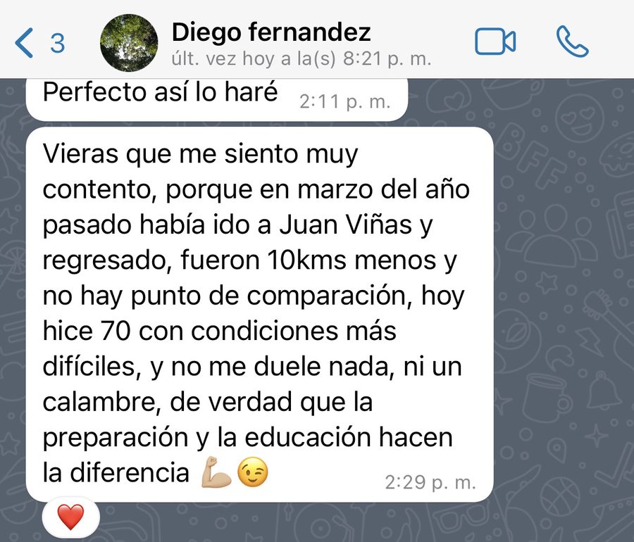 Diego disminuyó sus calambres
